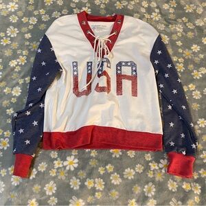 Patriotic USA Star Sweater - Red, White, and Blue